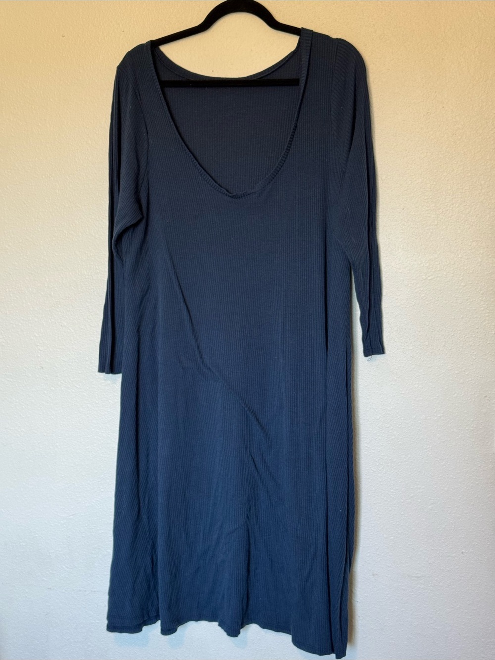 Modcloth Navy Scoop Neck Long Sleeve Midi Dress